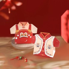 중국 새해 구정 선물 상자 레드 티셔츠 모양 종이 선물 박스 10매
