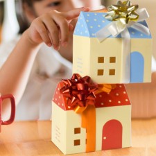 카툰 하우스 모양 어린이 종이 선물 상자 컬러 하우스 선물 상자 10매